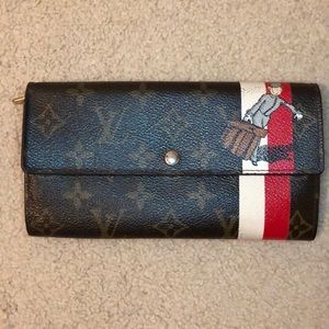 Authentic Louis Vuitton Groom Portefeuille Sarah Monogram Canvas Wallet Brown